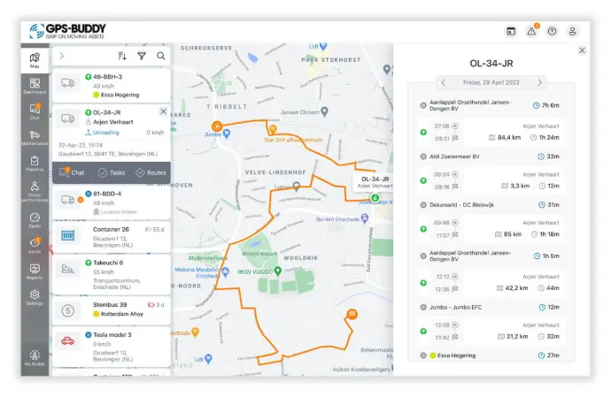 GPS-Buddy günlük rota arayüzü