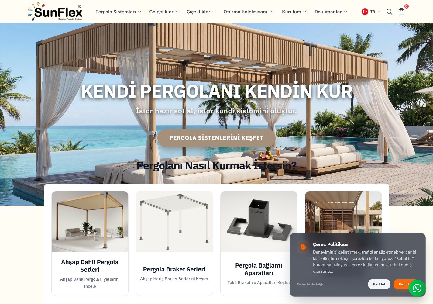 Sunflex web sitesi ana sayfa UI/UX tasarımı